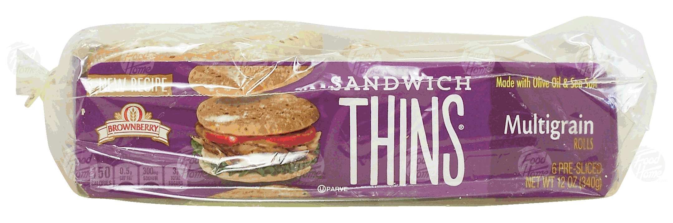 Brownberry Sandwich Thins multigrain rolls, pre-sliced, 6-count Full-Size Picture